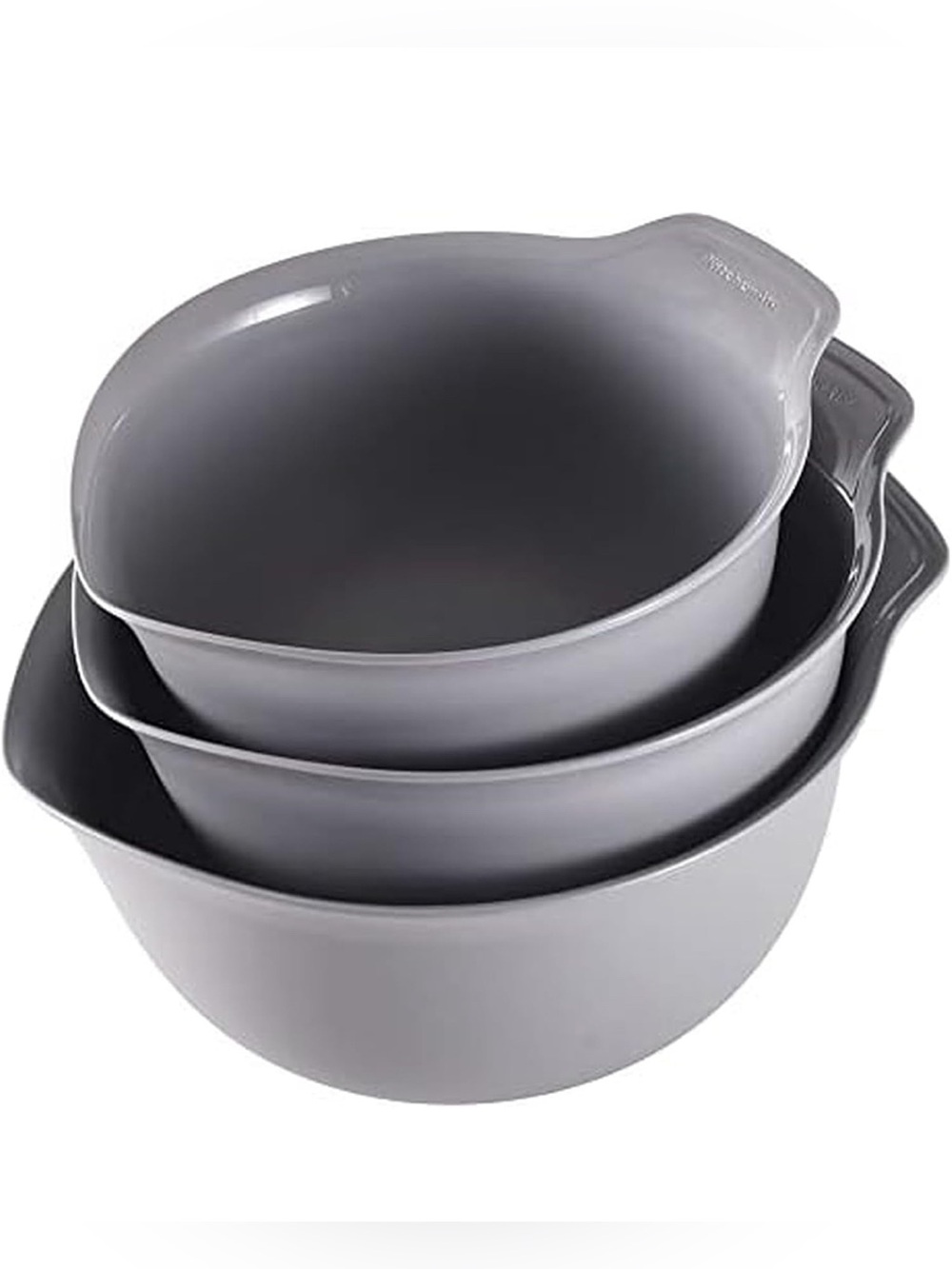 KitchenAid Nesting Plastic Mixing Bowls, Set Of 3, Non-Slip Base, Gray